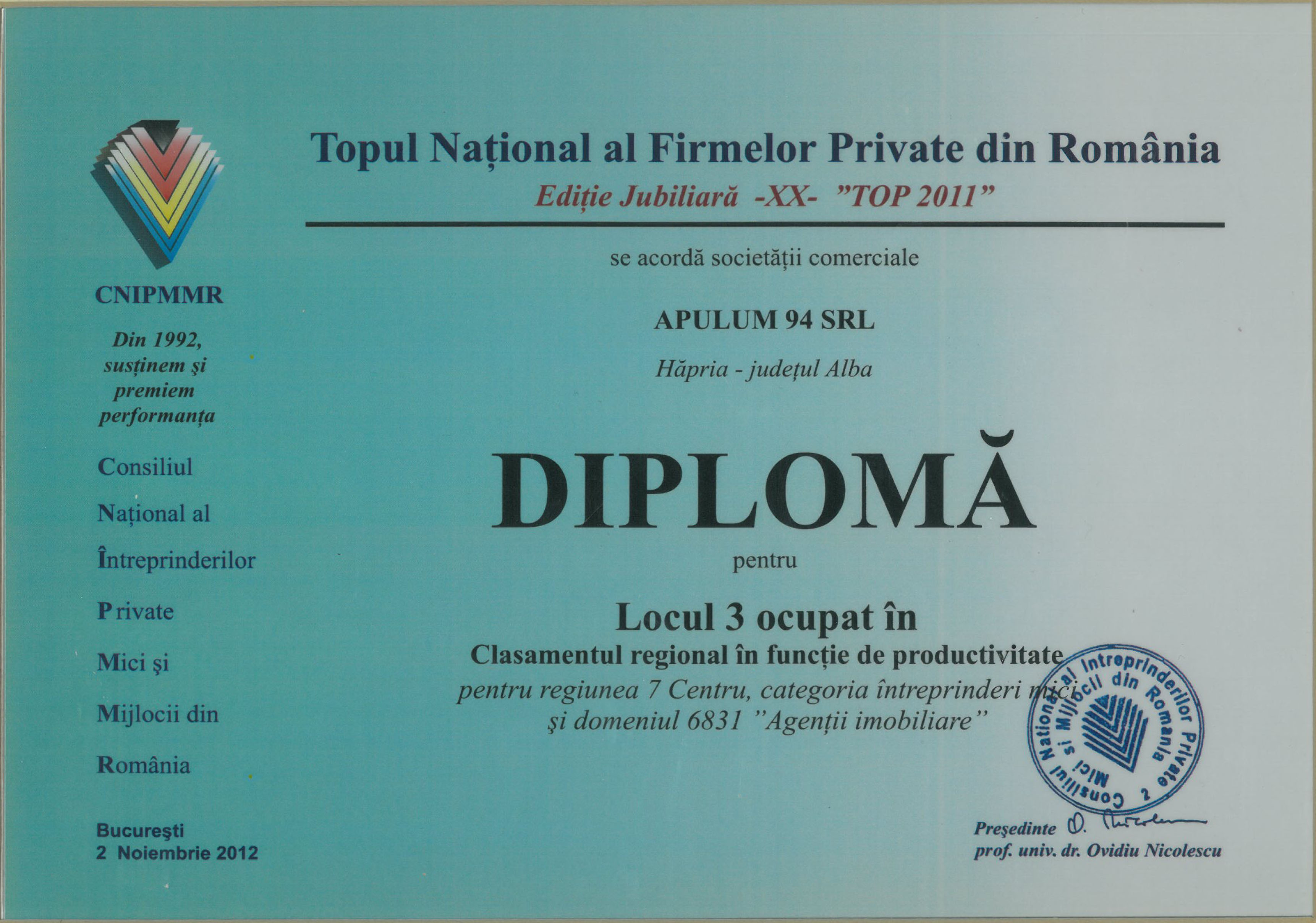 Topul National al Firmelor Private din Romania – 2012